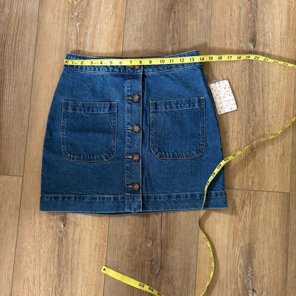 Free People Women’s Denim Skirt Buttons Pockets Super High Rise Size 25‎ New - Picture 5 of 6